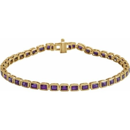 14k Yellow Natural Amethyst Line 7' Bracelet