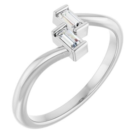 Sterling Silver 1/8 Ctw Natural Diamond Two Stone Ring
