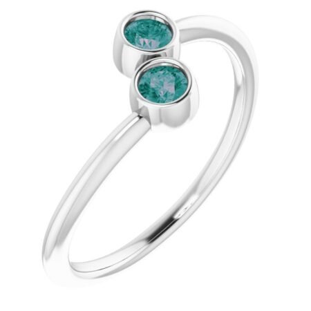 14k White Lab-grown Alexandrite Two-stone Ring