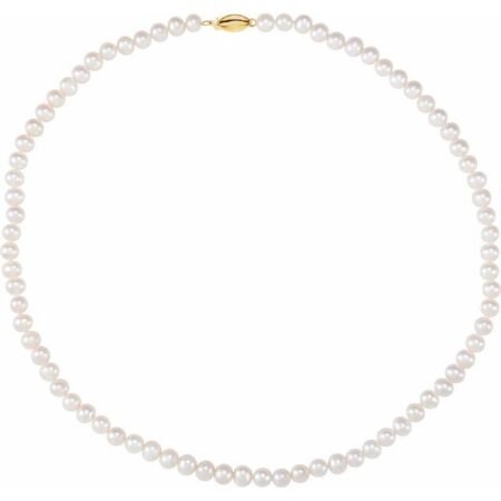 14k Yellow Panache® Cultured White Freshwater Pearl 18' Necklace