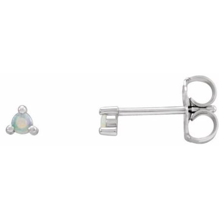 14k White 4 Mm Round Natural White Opal Earrings