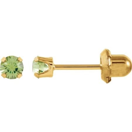 14k Yellow Imitation Peridot Inverness® Piercing Stud Earrings