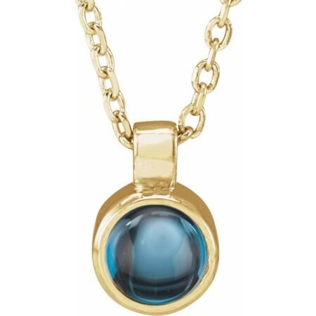 14k Yellow Natural London Blue Topaz Bezel-set 16-18' Necklace
