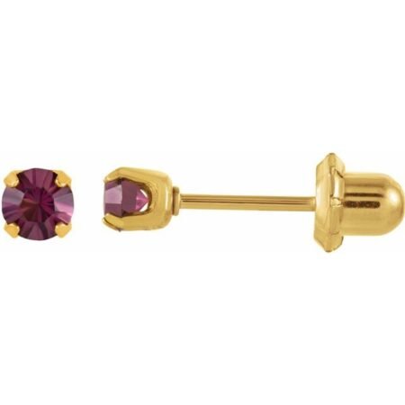 14k Yellow Imitation Amethyst Inverness® Piercing Stud Earrings