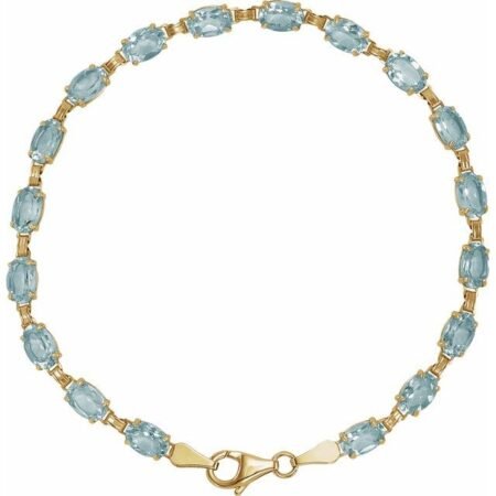 14k Yellow Natural Sky Blue Topaz 7.25' Bracelet