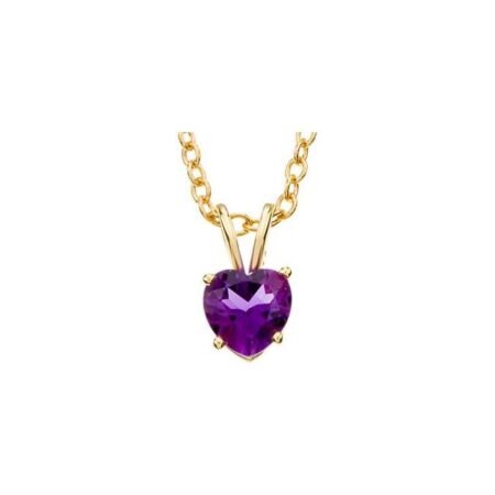 14k Yellow 6 Mm Natural Amethyst Heart 18' Necklace