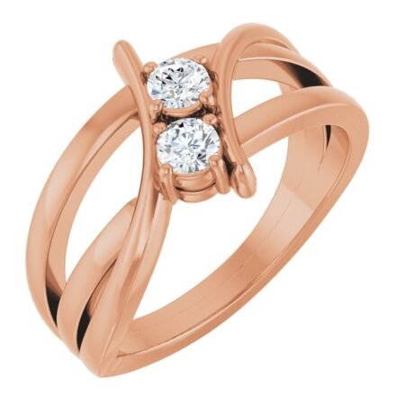 14k Rose 1/4 Ctw Lab-grown Diamond Two-stone Ring