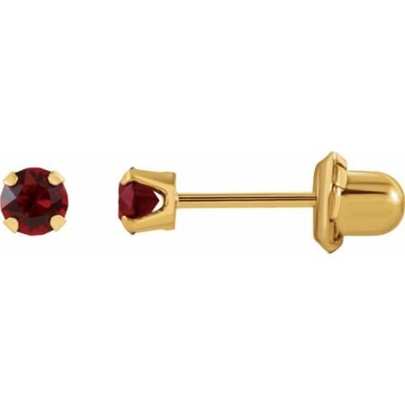 14k Yellow Imitation Ruby Inverness® Piercing Stud Earrings
