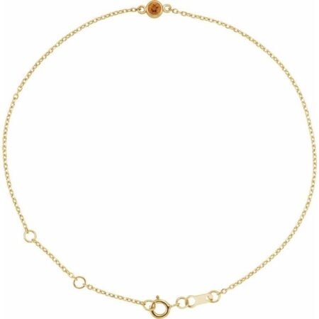 14k Yellow Natural Citrine Bezel-set Solitaire 6 1/2-7 1/2' Bracelet