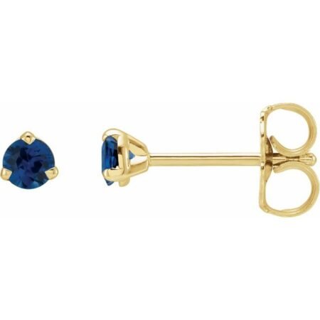 14k Yellow 3 Mm Natural Blue Sapphire Earrings