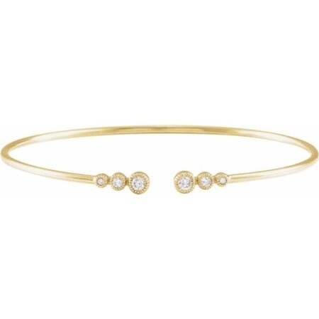 14k Yellow 1/4 Ctw Natural Diamond Cuff 7' Bracelet