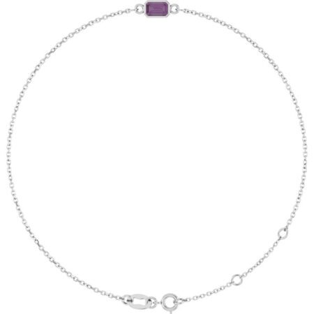 14k White Lab-grown Alexandrite 6 1/2-7 1/2' Bracelet