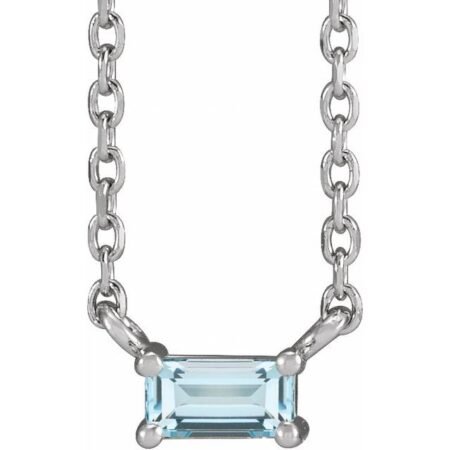 Sterling Silver Natural Sky Blue Topaz Solitaire 18' Necklace