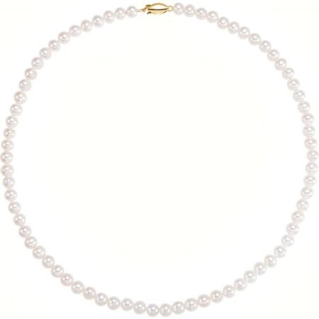14k Yellow Panache® Cultured White Freshwater Pearl 18' Necklace