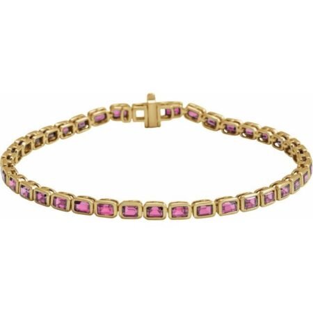 14k Yellow Natural Pink Tourmaline Line 7' Bracelet