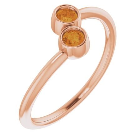 14k Rose Natural Citrine Two-stone Ring