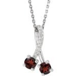 Platinum Natural Mozambique Garnet & .05 Ctw Natural Diamond 16-18' Necklace