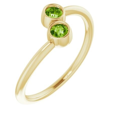 14k Yellow Natural Peridot Two-stone Ring