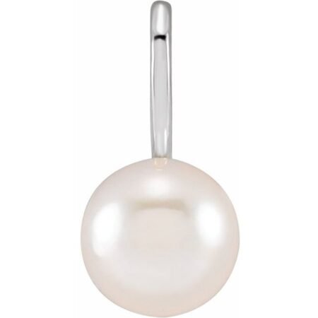 14k White Cultured White Akoya Pearl Charm/pendant