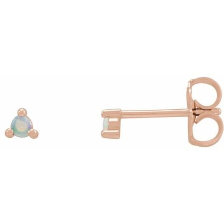 14k Rose 3 Mm Round Natural White Opal Earrings