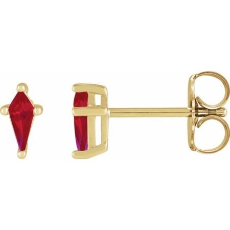 14k Yellow Lab-grown Ruby Earrings