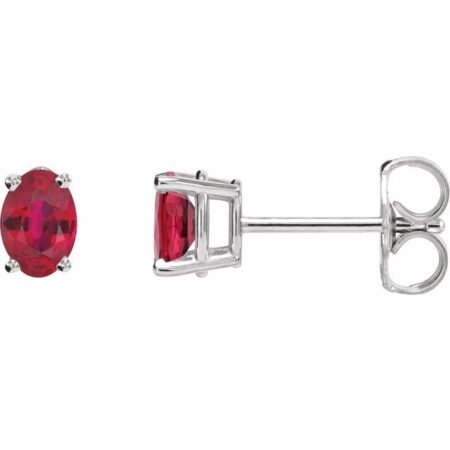 14k White Natural Ruby Earrings